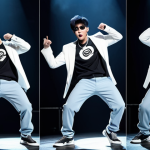 Pio - Stage Transformation**

"Pyo Ji-hoon (Pio) on stage rapping with intense expression, Block B performance, dramatic lighting, fully clothed, appropriate attire, safe for work, perfect anatomy, natural proportions, professional stage photography, high quality, dynamic pose."

**