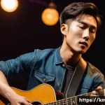 Home 17 잔나비 최정훈의 논란과 음악적 성과 - A charismatic Korean male musician in his late 20s performing passionately on stage with an acoustic...